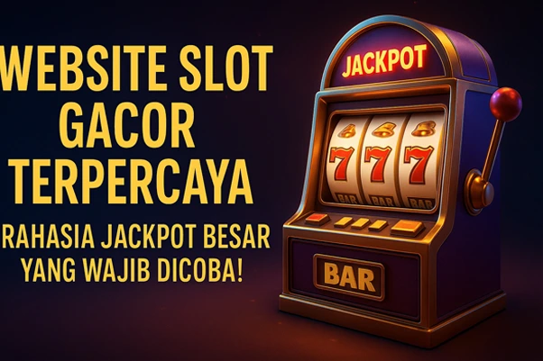 Ilustrasi 3D mesin slot gacor terpercaya dengan simbol jackpot besar, visual HD modern, dan nuansa digital futuristik